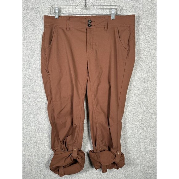 PrAna Womens 12 TALL Outdoor Pants Burnt Orange Stretch Tab Hems Drawstring - Picture 12 of 16